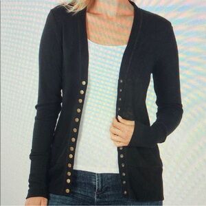 Black Long Cardigan Sweater with Open Front